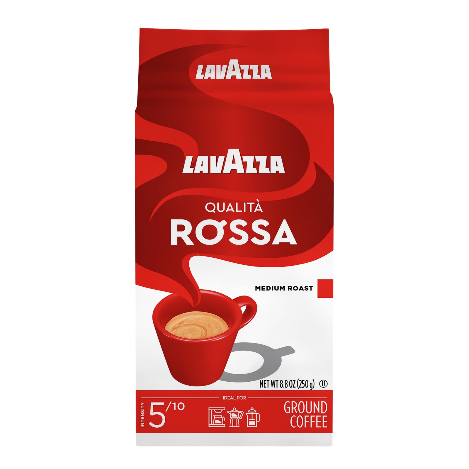 Lavazza Qualità Rossa Ground Coffee, Medium Roast, Arabica and Robusta 8.8 oz