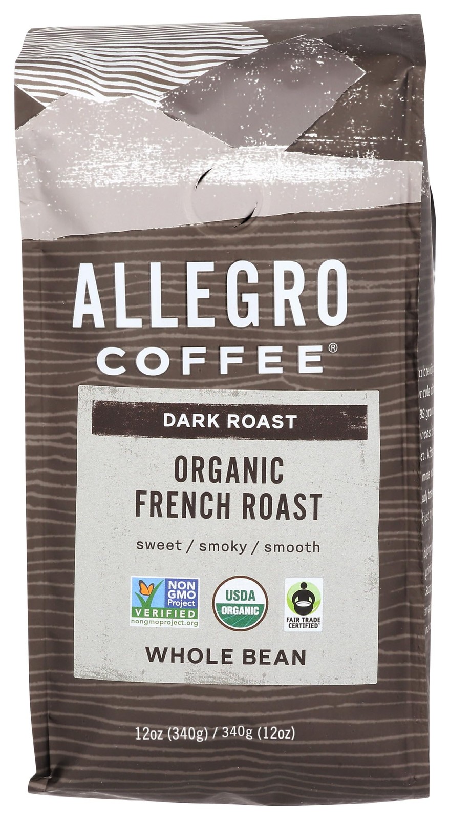 Organic French Roast Whole Bean Coffee 12 oz 100% Arabica Fair Trade Smooth