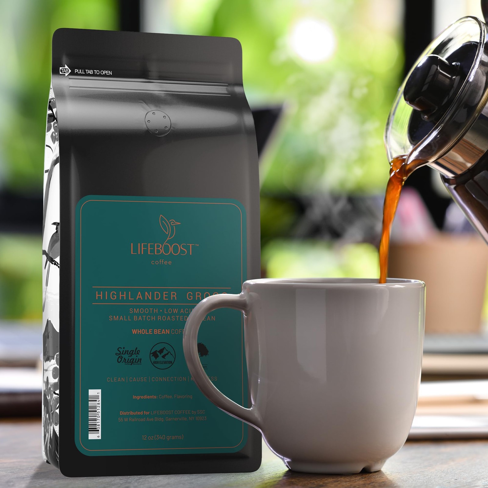 Lifeboost Highlander Grogg Whole Bean Coffee – Non-GMO Low Acid Single Origin Fl