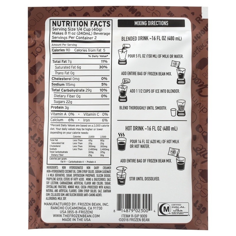 Frozen Hot Chocolate Frappe Mix 12 Pack Caffeine Free Dessert Drink Mix Kosher