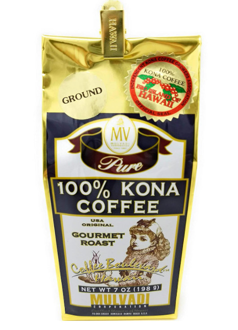 3 BAGS FRESH – Mulvadi 100% KONA COFFEE GROUND 7oz Medium Dark Roast Hawaii