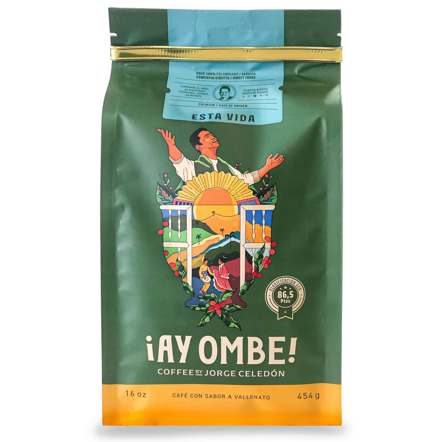 Ay Ombe Coffee SCA 86PTS Colombian Arabica whole bean and ground, medium roast