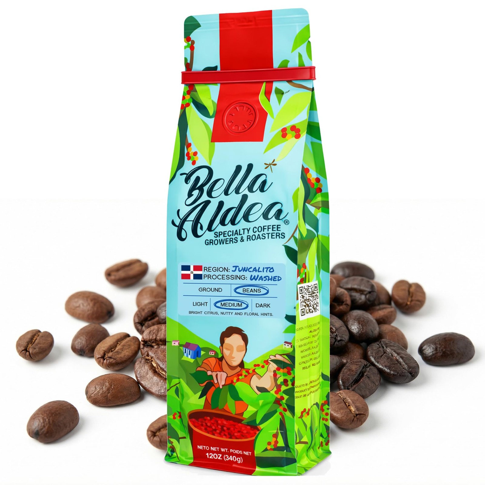 Whole Bean Coffee Medium Roast Arabica 12 oz Bag – Smooth Flavor for Drip