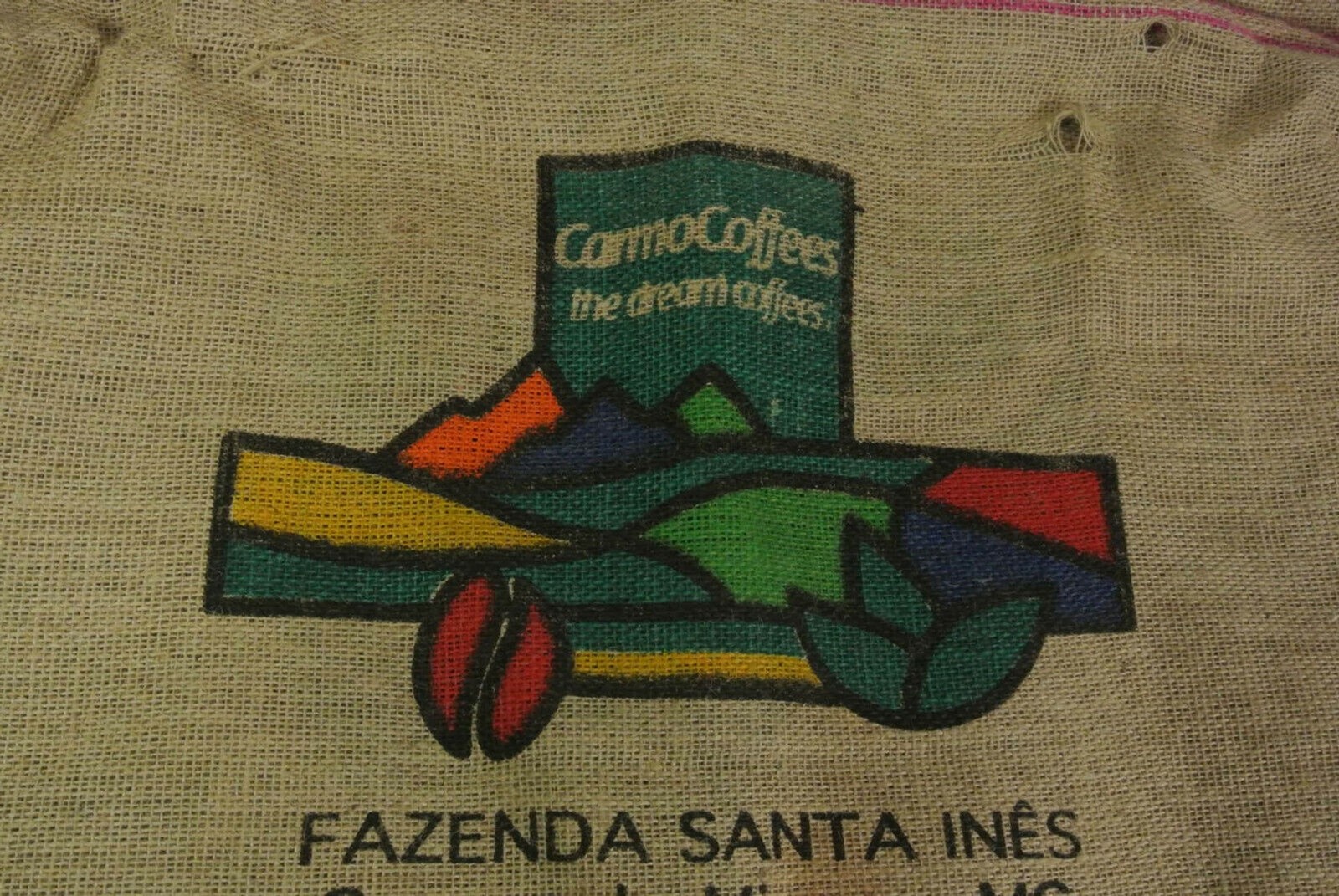 Green Coffee Bag WALL ART Decor Brazil Landscape Mountains Cafe Imports