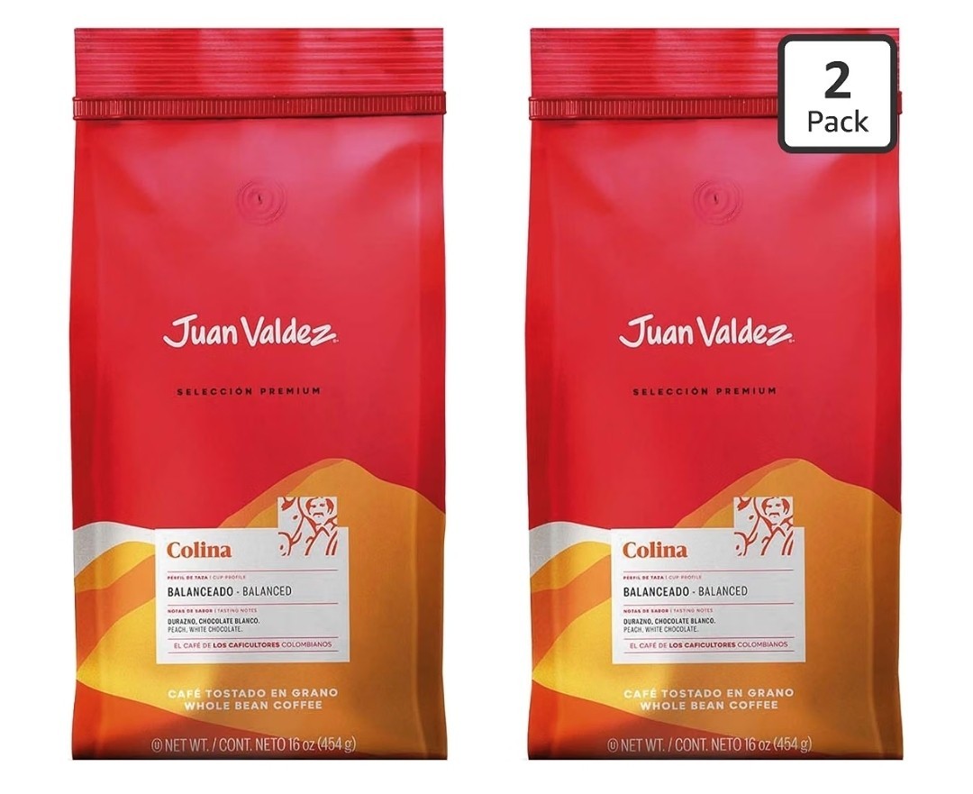 Juan Valdez Colina Whole Bean Coffee Balanced Roast 16 OZ each 2 PACK