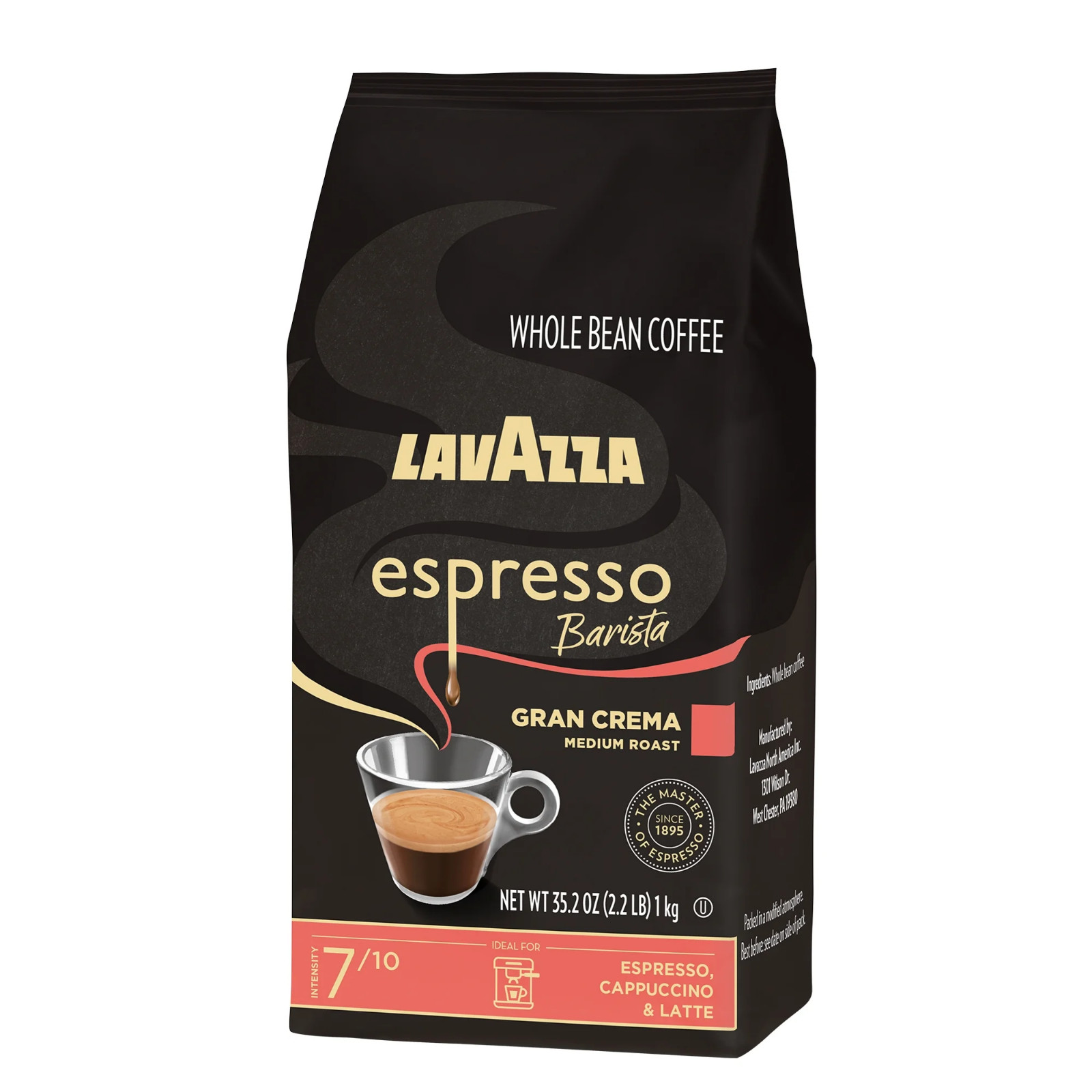 Lavazza Espresso Barista Gran Crema Whole Bean Coffee,Medium Roast(4.4 lb -2 pk)
