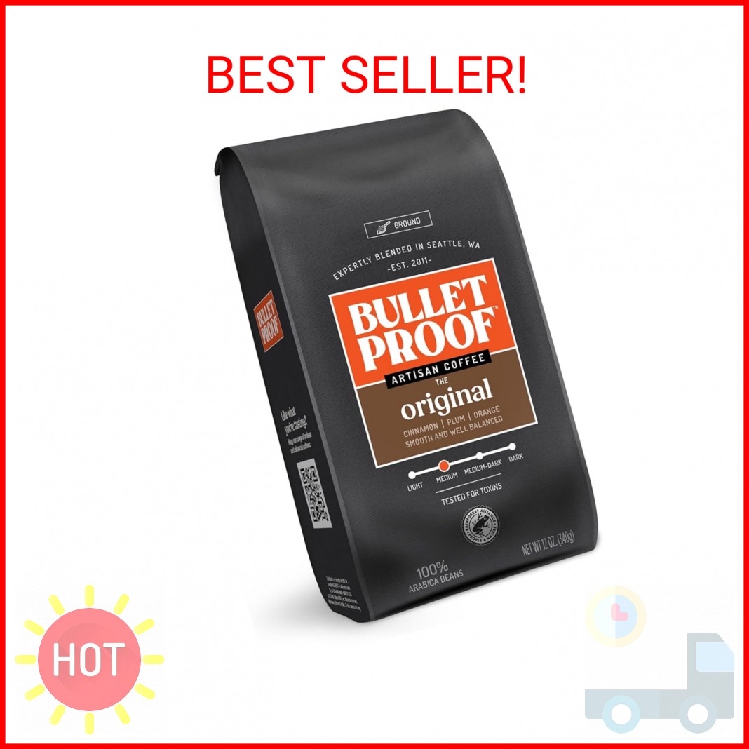 Bulletproof Original Medium Roast Ground Coffee,100% Arabica Coffee, Clean Coffe