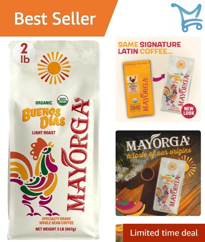 Organic Coffee Whole Bean 2lb Light Roast Specialty Arabica Bright Citrusy
