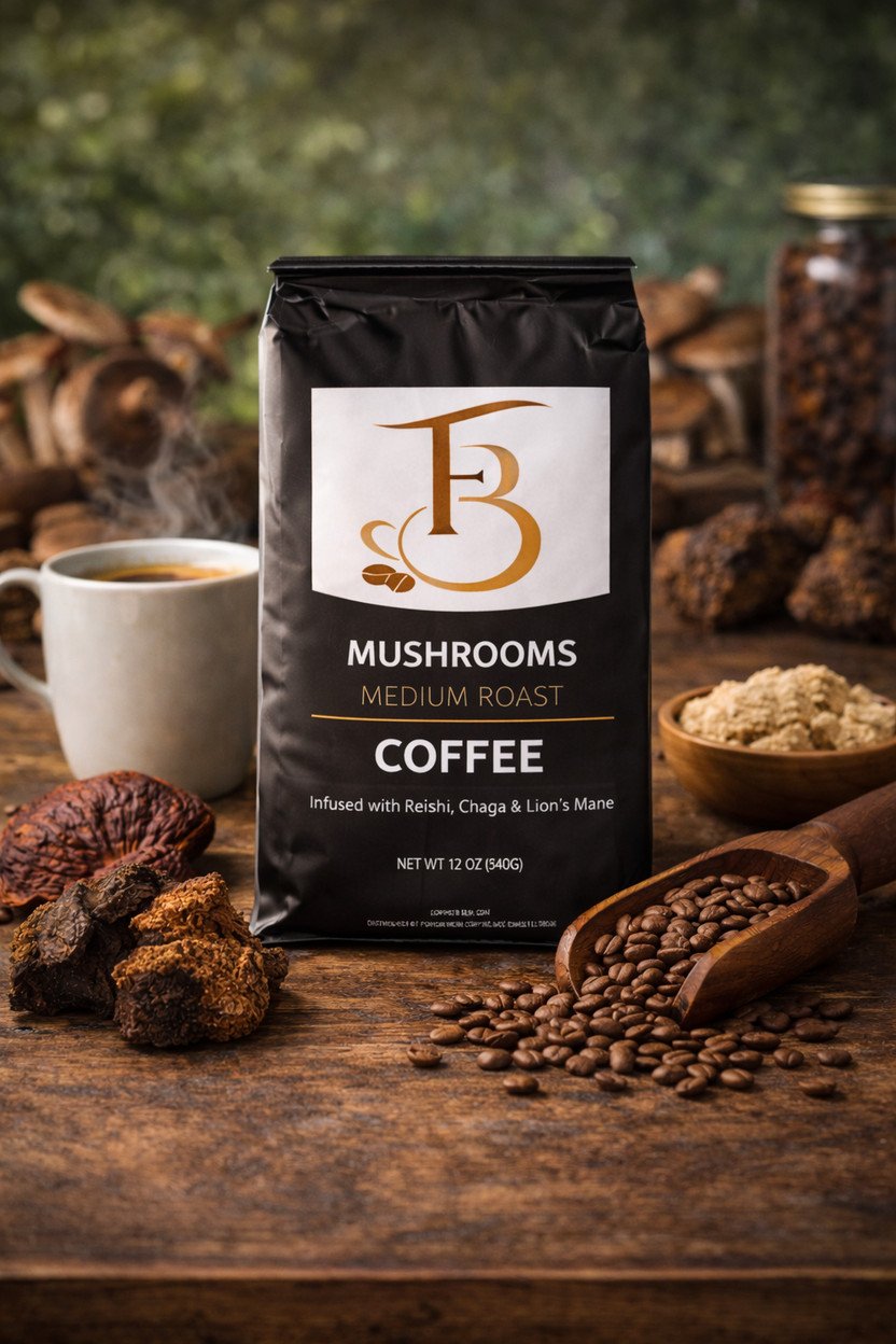 Coffee with Mushrooms – Medium Roast (Lion’s Mane, Cordyceps & Reishi Infused)