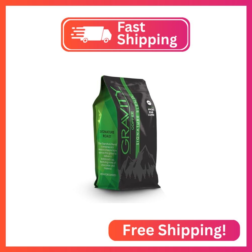 Gravity Coffee, Signature Blend (Medium Roast) 12oz Bag of Whole Beans, Notes of