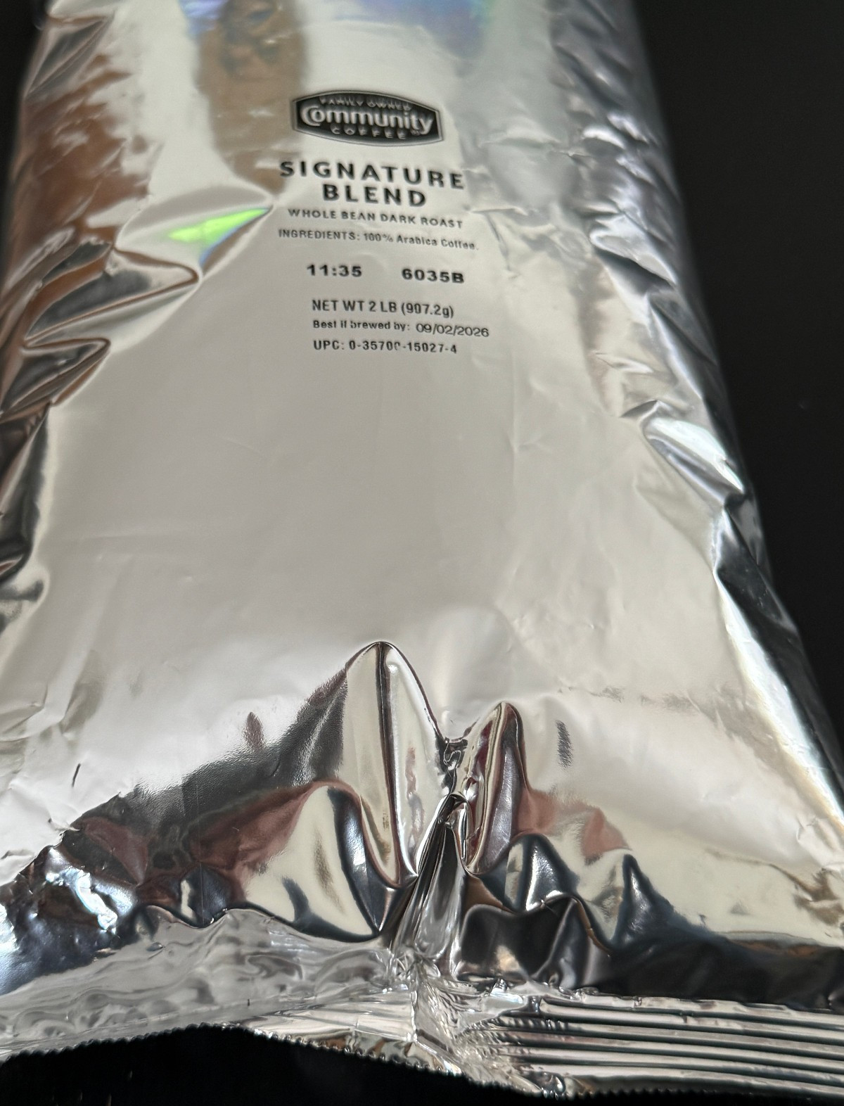 Community Coffee Signature Blend Whole Bean Arabica Coffee Dark Roast-2 lbs 32oz