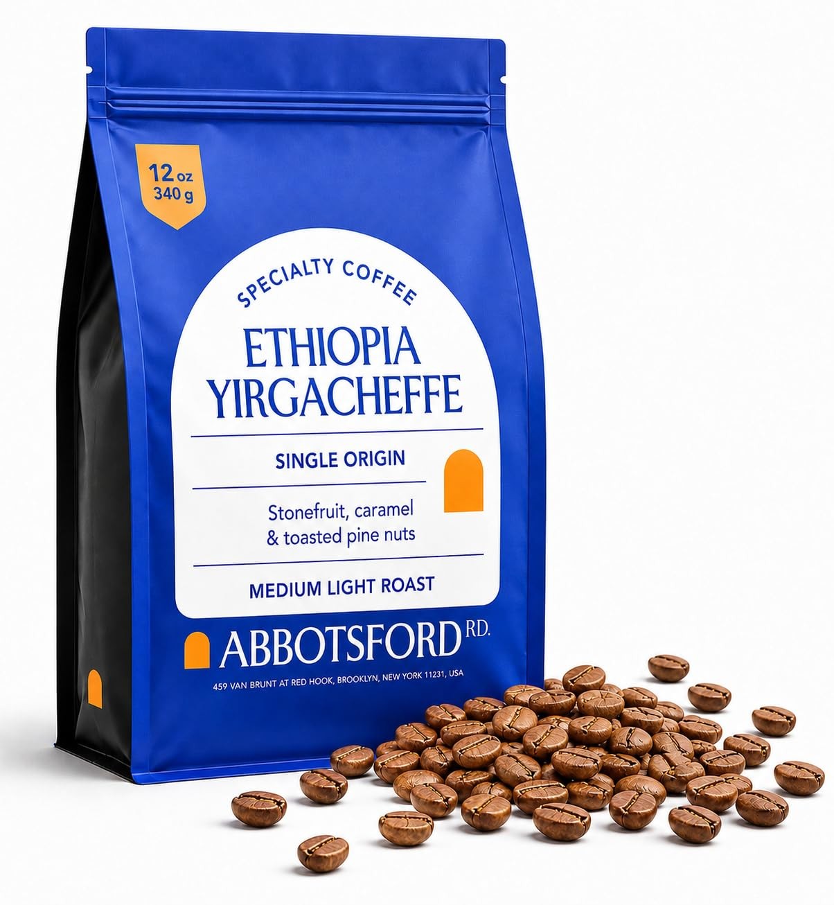 Ethiopian Coffee Beans Medium Light Roast Single Origin Whole Bean 12oz Bag
