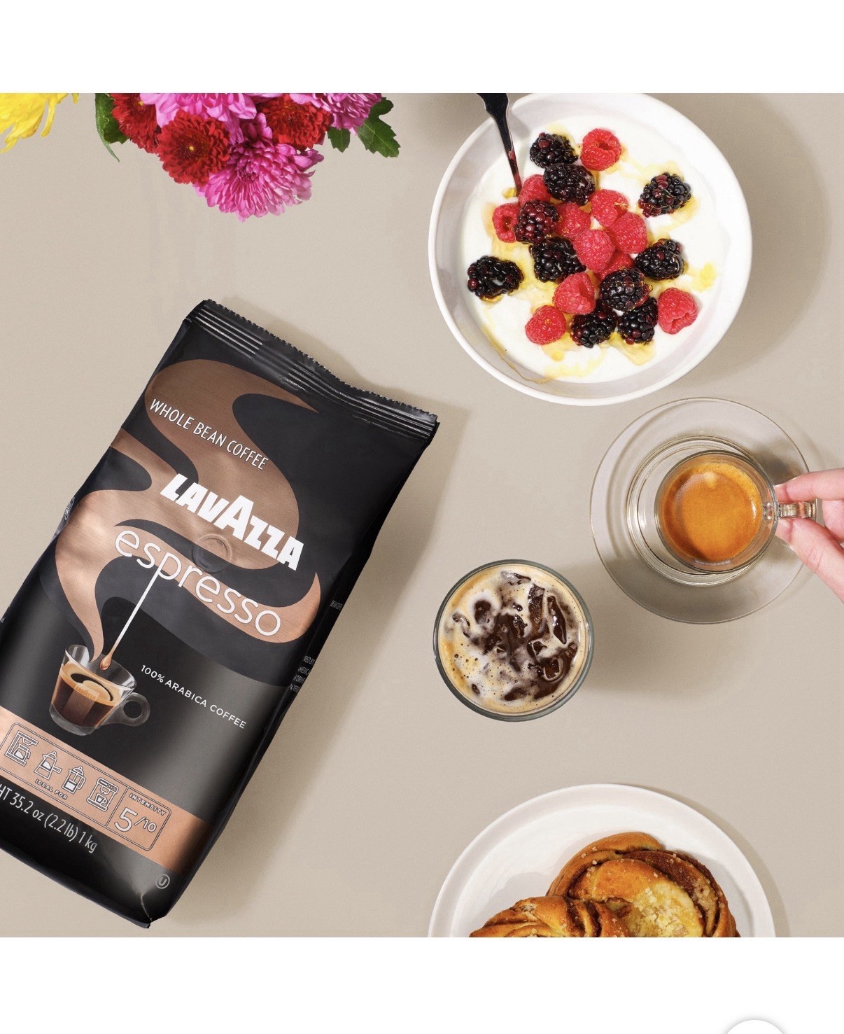 Lavazza Caffé Espresso 100%Premium Arabica Coffee, Whole Bean,
