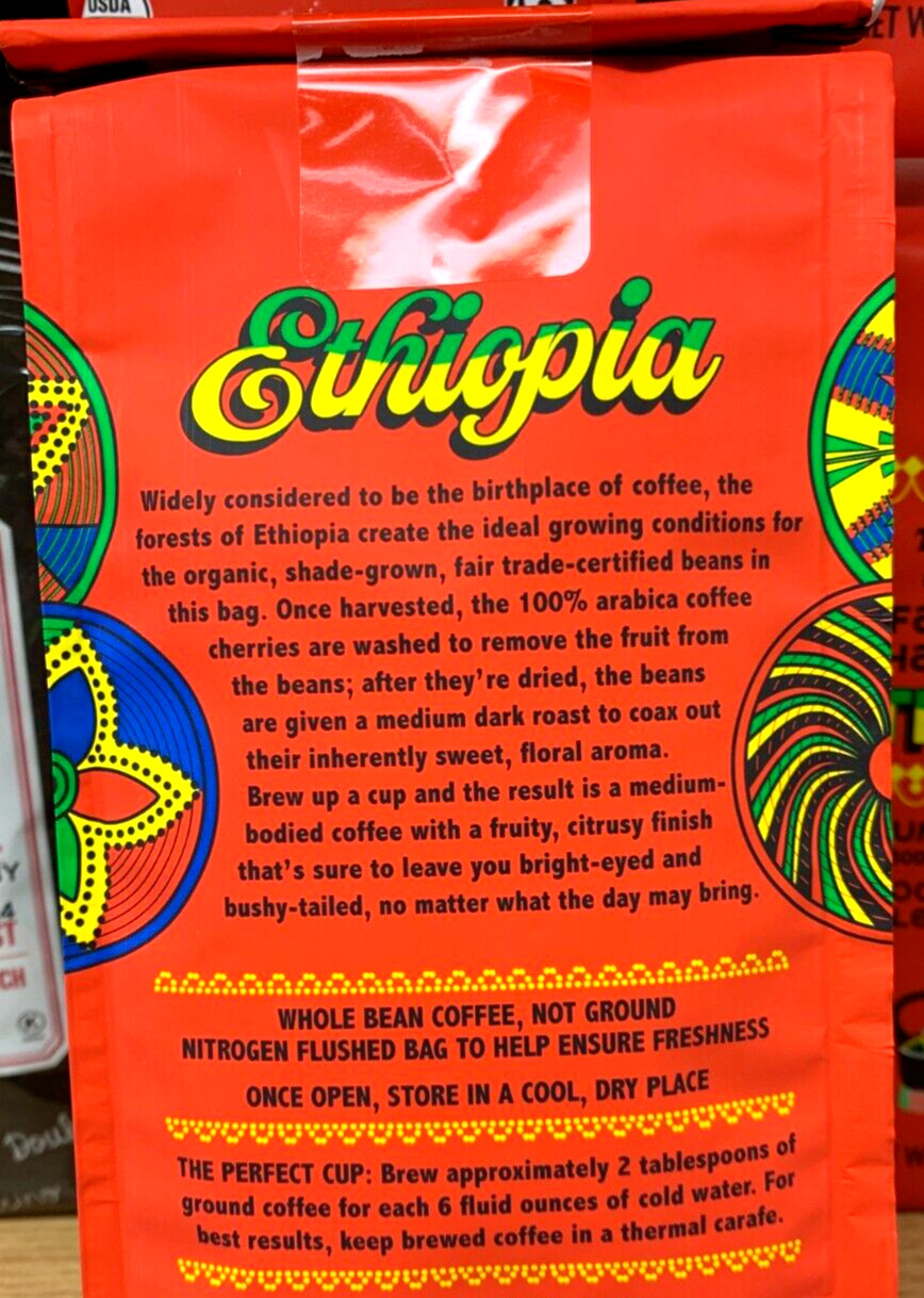 2 Packs Trader Joe’s Organic Fair Trade Shade Grown Ethiopian Coffee 13 oz Each