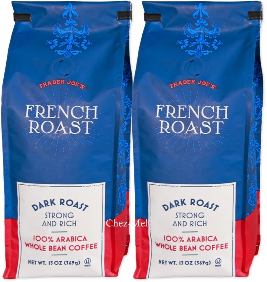2 Trader Joe’s Joes French Roast 100%Arabica Whole Bean Coffee Dark Roast13oz ea