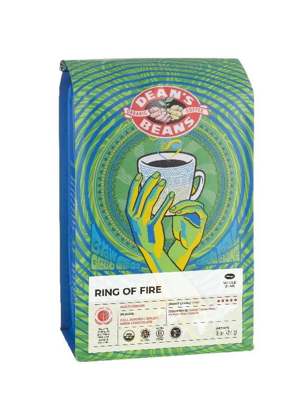 Dean’s Beans Ring of Fire Organic Dark Roast Volcanic Coffee Bold Blend 1lb