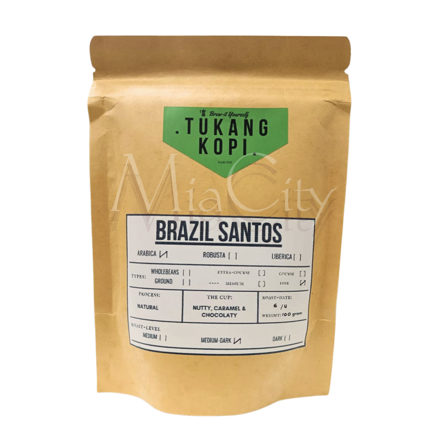 Coffee Brazil Santos Arabica,Fine, Natural Process,Fresh Roast,Medium Dark 100 g