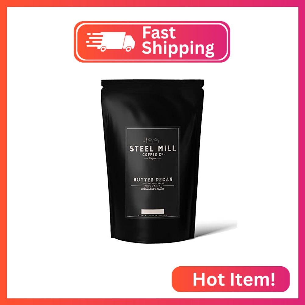 Steel Mill Coffee Co. | Butter Pecan Gourmet Flavored Coffee | 12 Ounces Bag | W