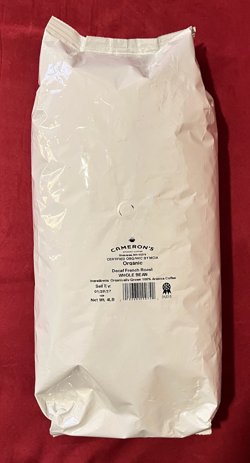 Cameron’s Organic DECAF French Roast WHOLE BEAN Coffee – 4 LB.