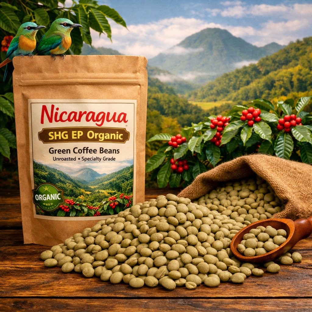 Nicaragua Green Coffee Beans – RFA SHG EP – Premium Unroasted – Smooth & Sweet