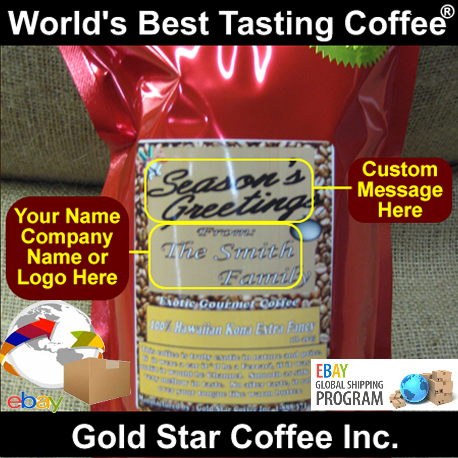 Custom Labeled Coffee – 10 lb Hawaii Hawaiian Kona – Roasted Fresh as Ordered