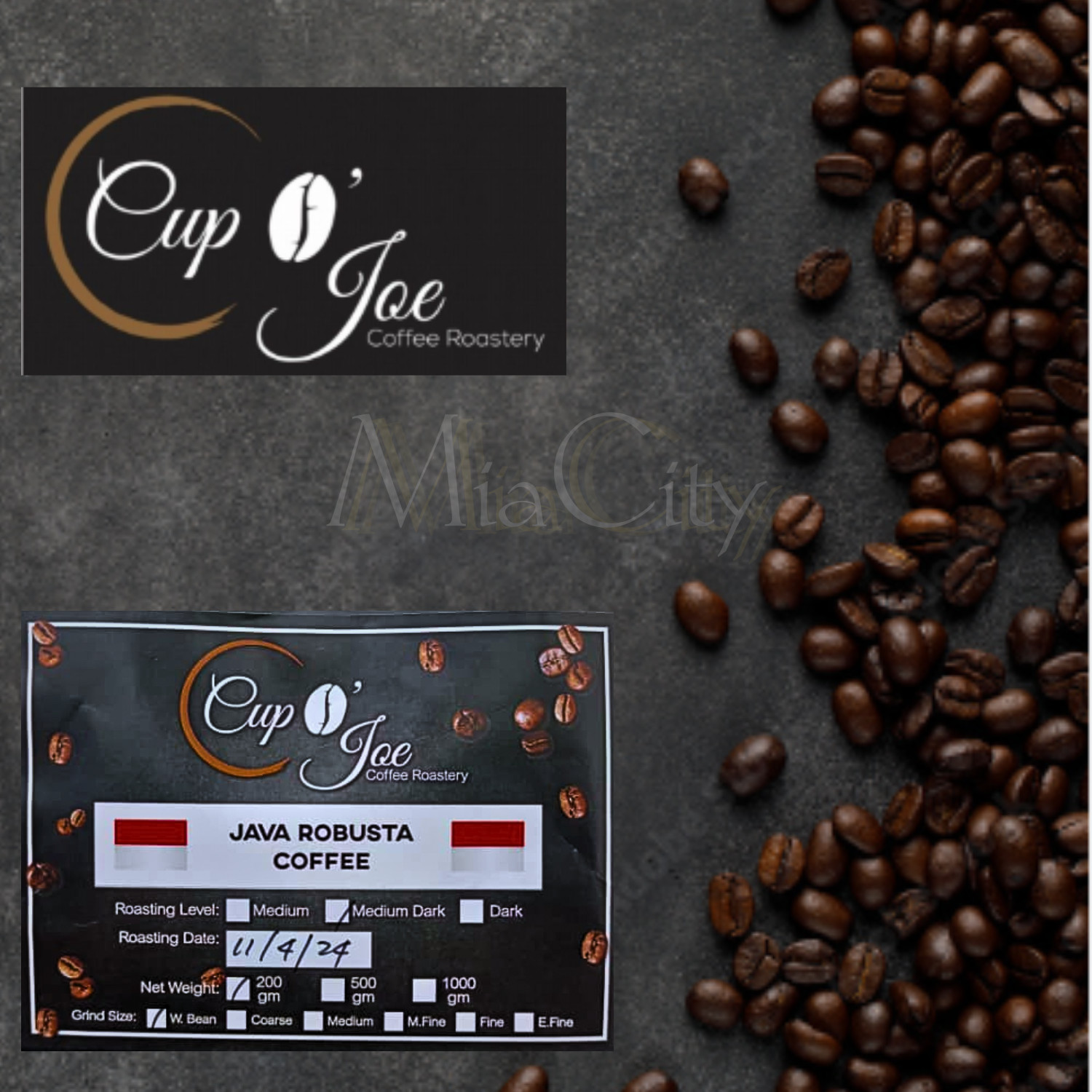 Java Robusta Coffee Medium Dark 1/2 pound bean beautiful forever