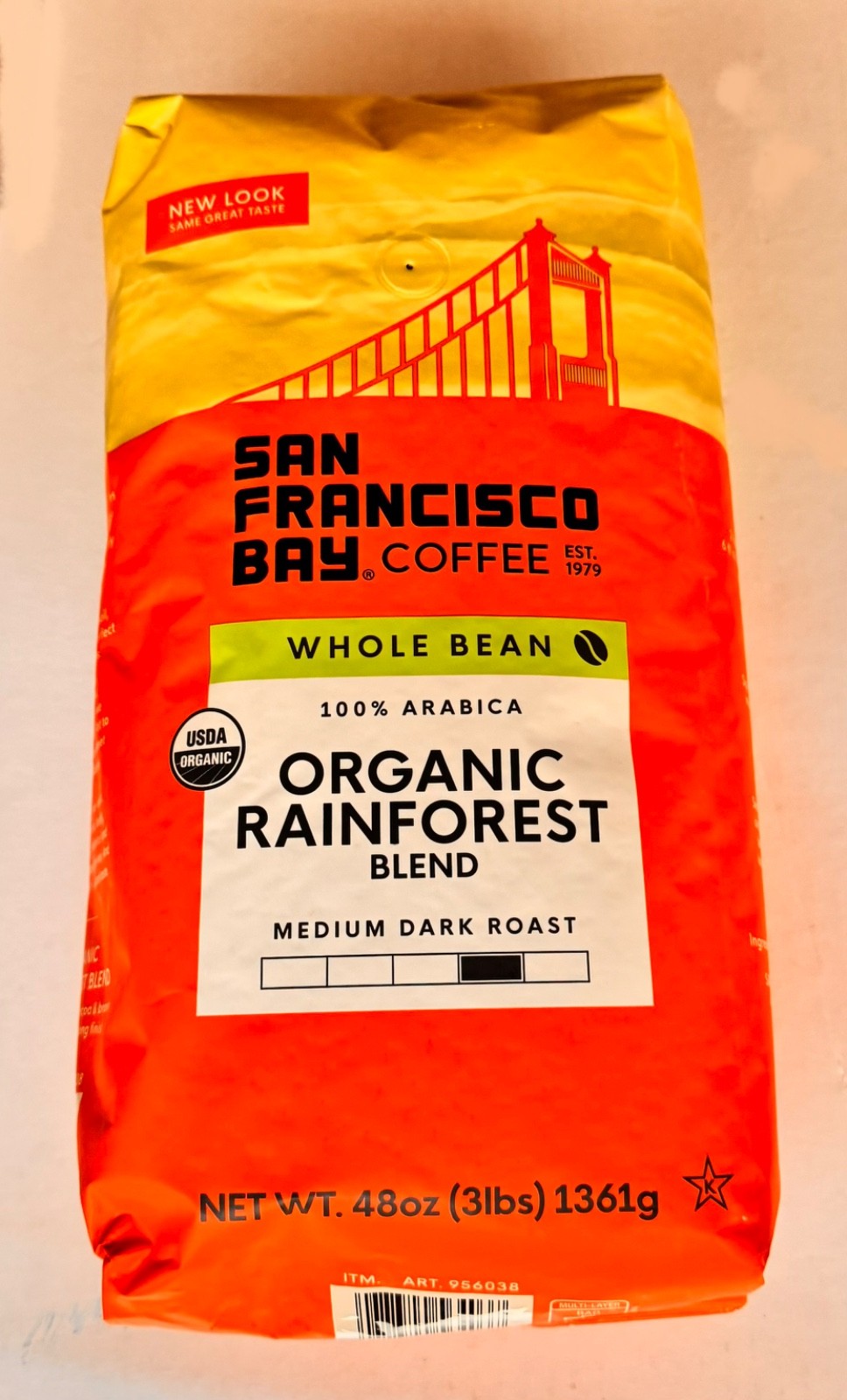3 lbs, San Francisco Bay Organic Rainforest Blend Whole Bean Coffee,( 1361 g )