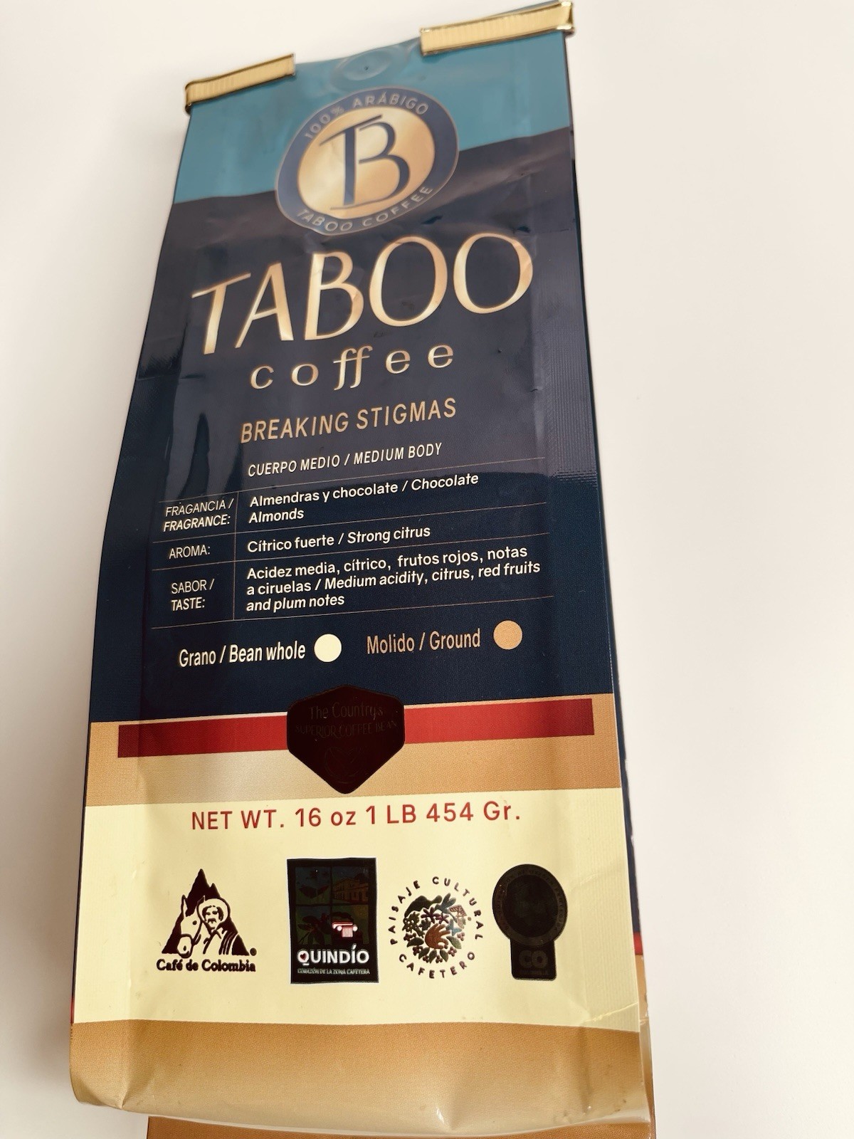 1LB(16oz) Colombian Ground Coffee-100%ARABIGO, Medium Body, Strong Citrus