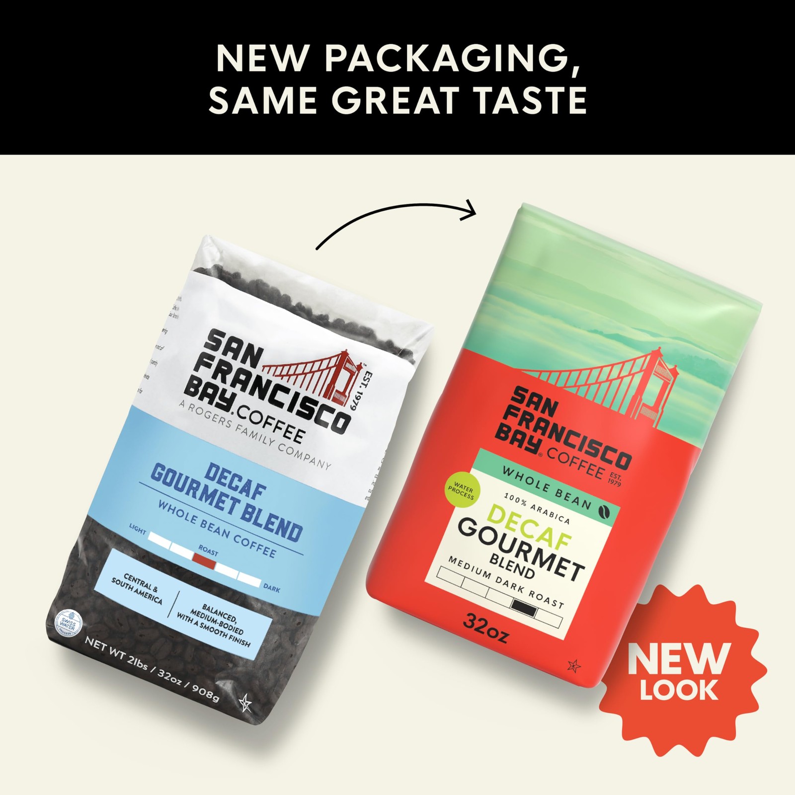 San Francisco Bay Coffee Decaf MediumDark Roast Whole Bean Coffee Decaf Gou…