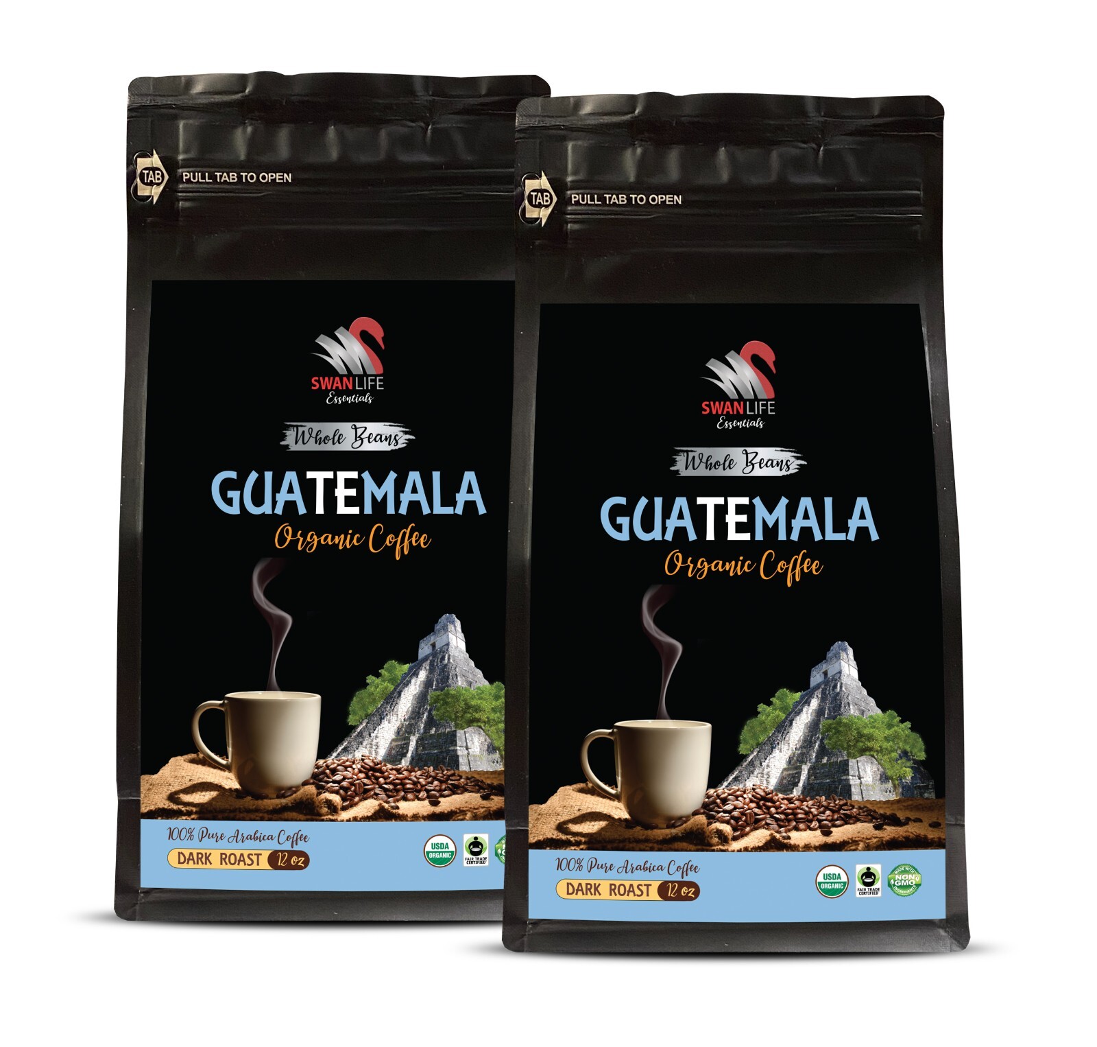 dark roast coffee beans – WHOLE BEANS – GUATEMALA COFFEE ORGANIC – 2 Bags