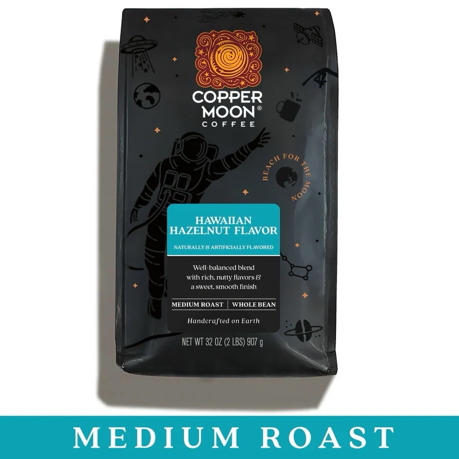 Copper Moon Hawaiian Hazelnut Medium Roast 2 Lb Whole Bean Coffee Past Date