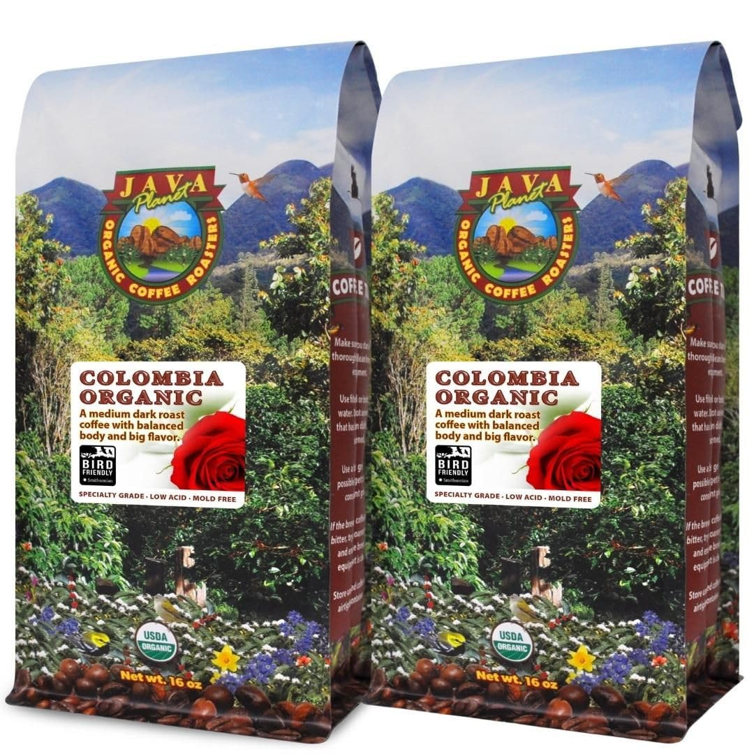 Java Planet Low Acid Coffee Organic Colombian Single Origin Whole Bean