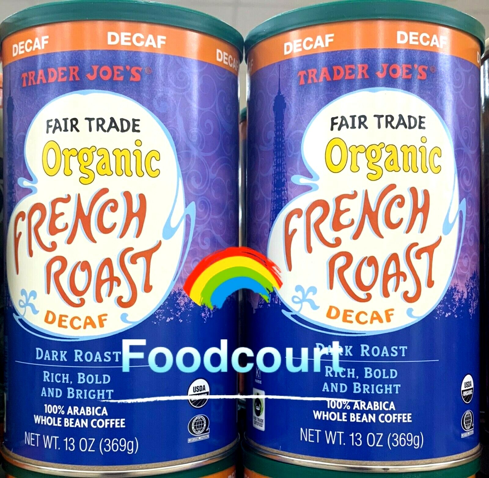 2 Packs Trader Joe’s Organic Decaf Fair Trade French Coffee Bean 13 OZ Each Pack
