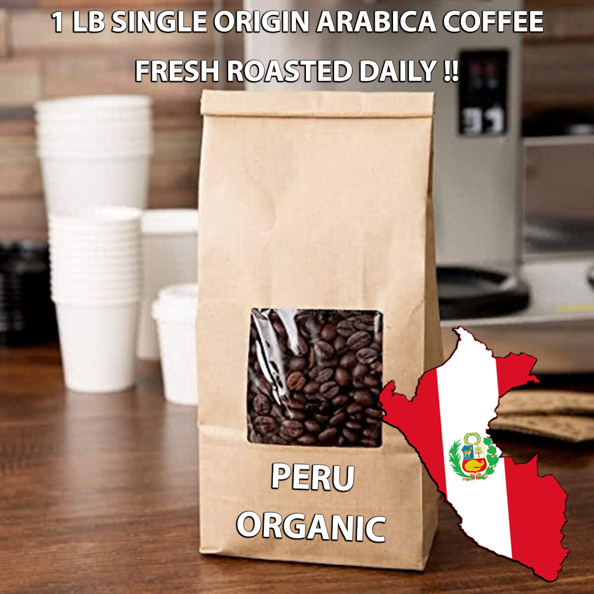 1 LB PERUVIAN PERU ORGANIC ROASTED COFFEE WHOLE BEAN, GROUND – ARABICA ORGANIC