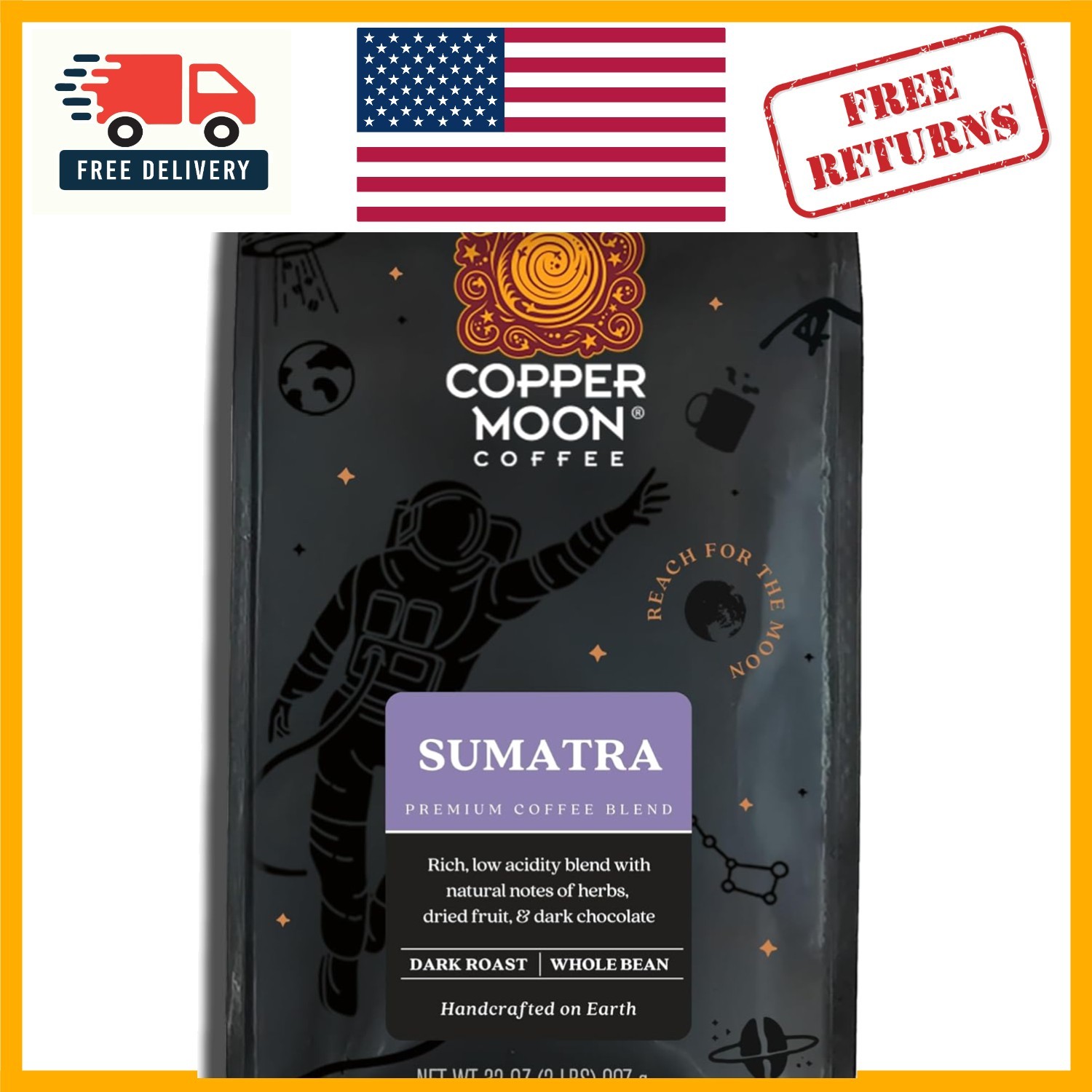 Handcrafted Dark Roast Whole Bean Coffee, Sumatra 32 Oz – Taste Sustainability