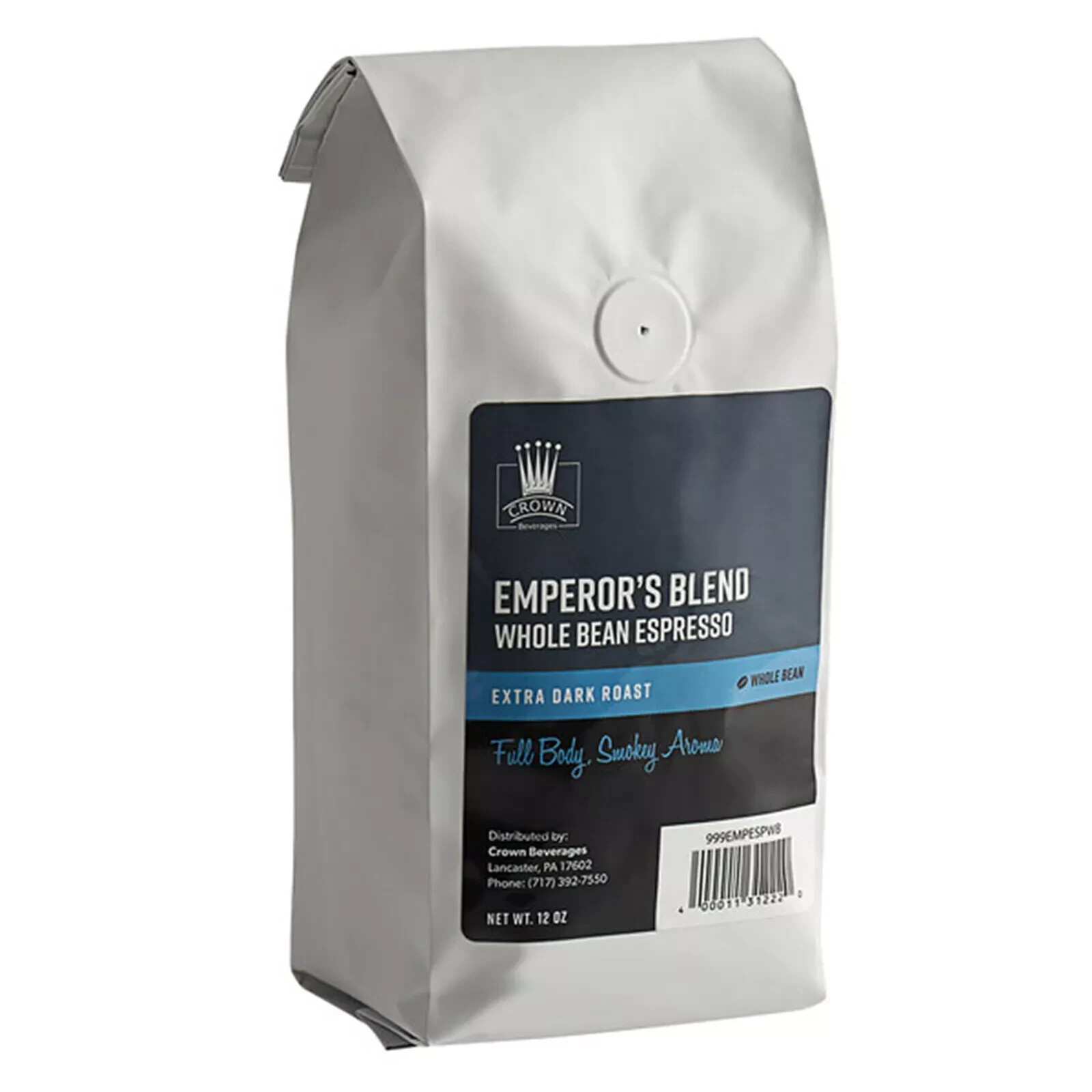 Emperor’s Blend Whole Bean Espresso Coffee Crown Beverage 12 oz Extra Dark Roast