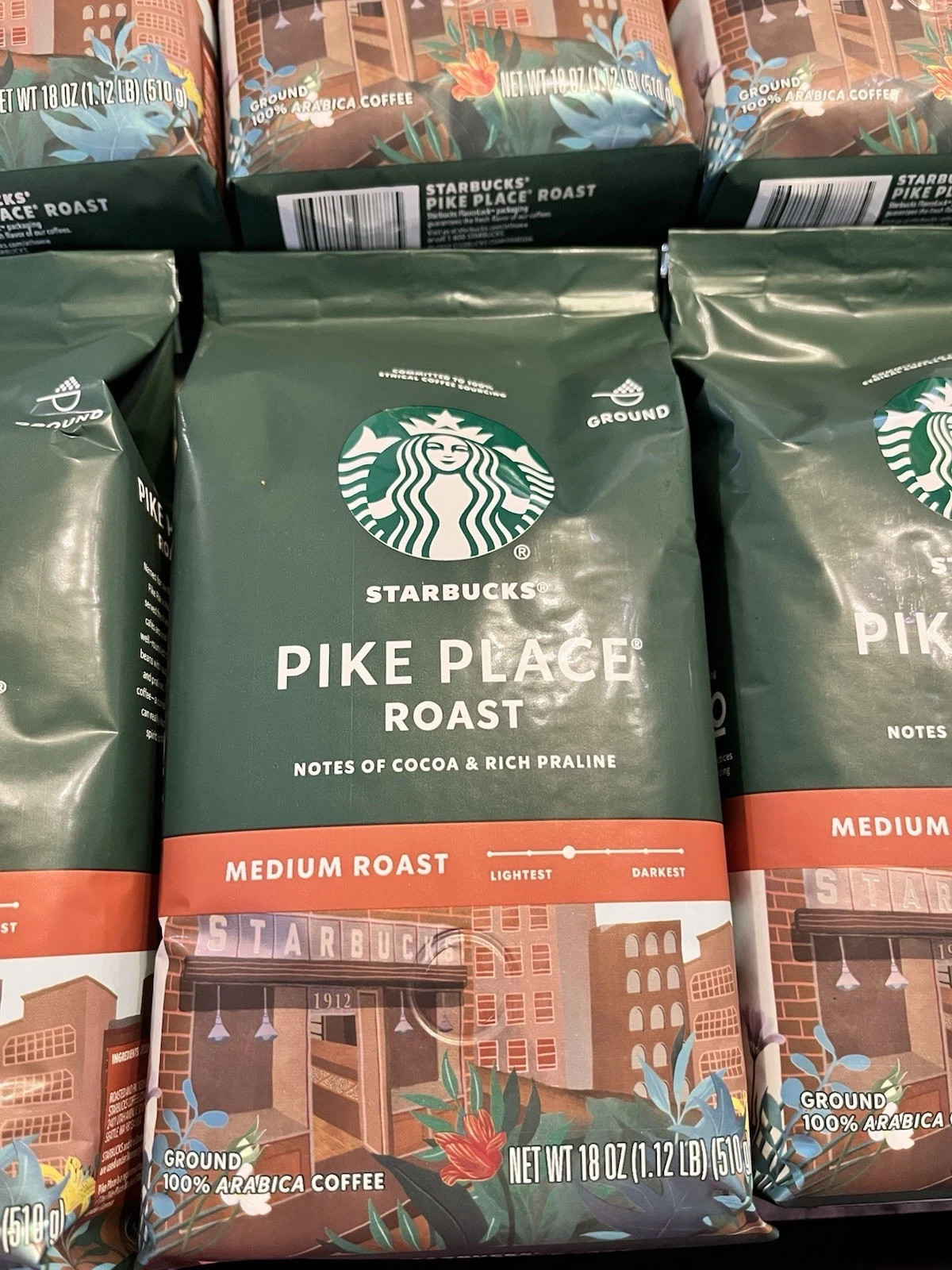 6 Bag PIKE place Starbucks Ground 18oz Bags Coffee Medium Roast Lot 6.72 pounds