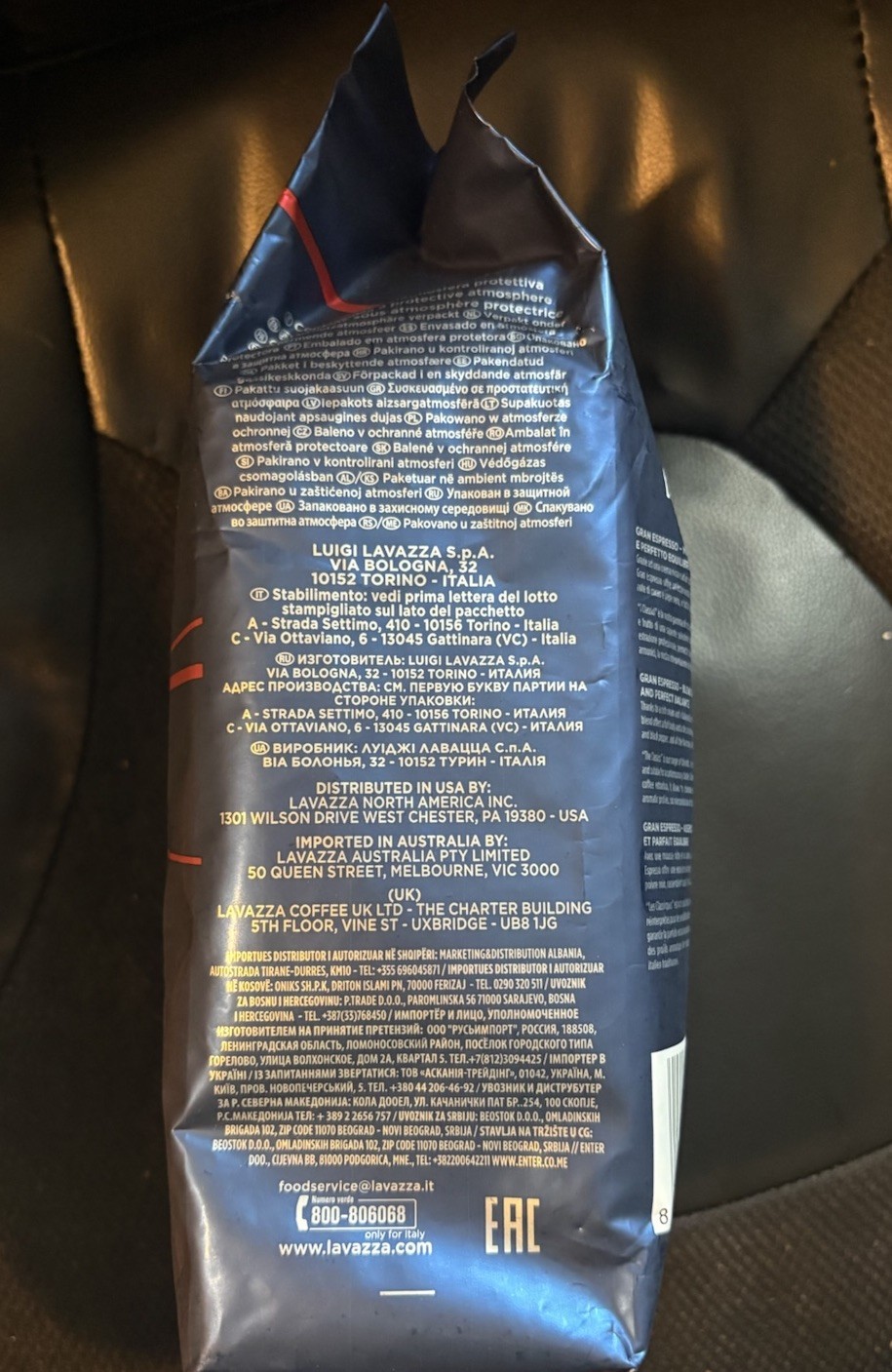 Lavazza Gran Espresso Coffee Beans 1kg Italian Cocoa Black Pepper Flavor