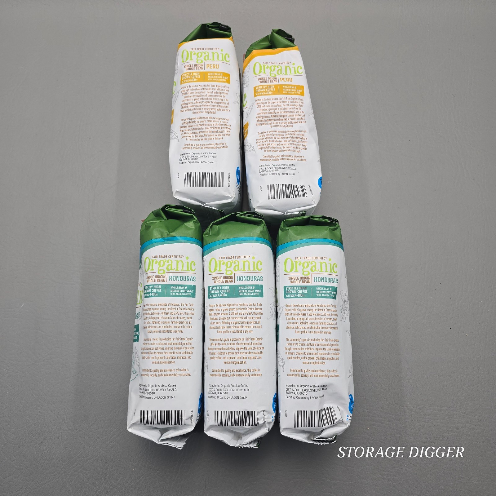 NEW 5 Bags of Simply Nature Organic Single Origin Whole Bean Coffee 12 oz (340g)