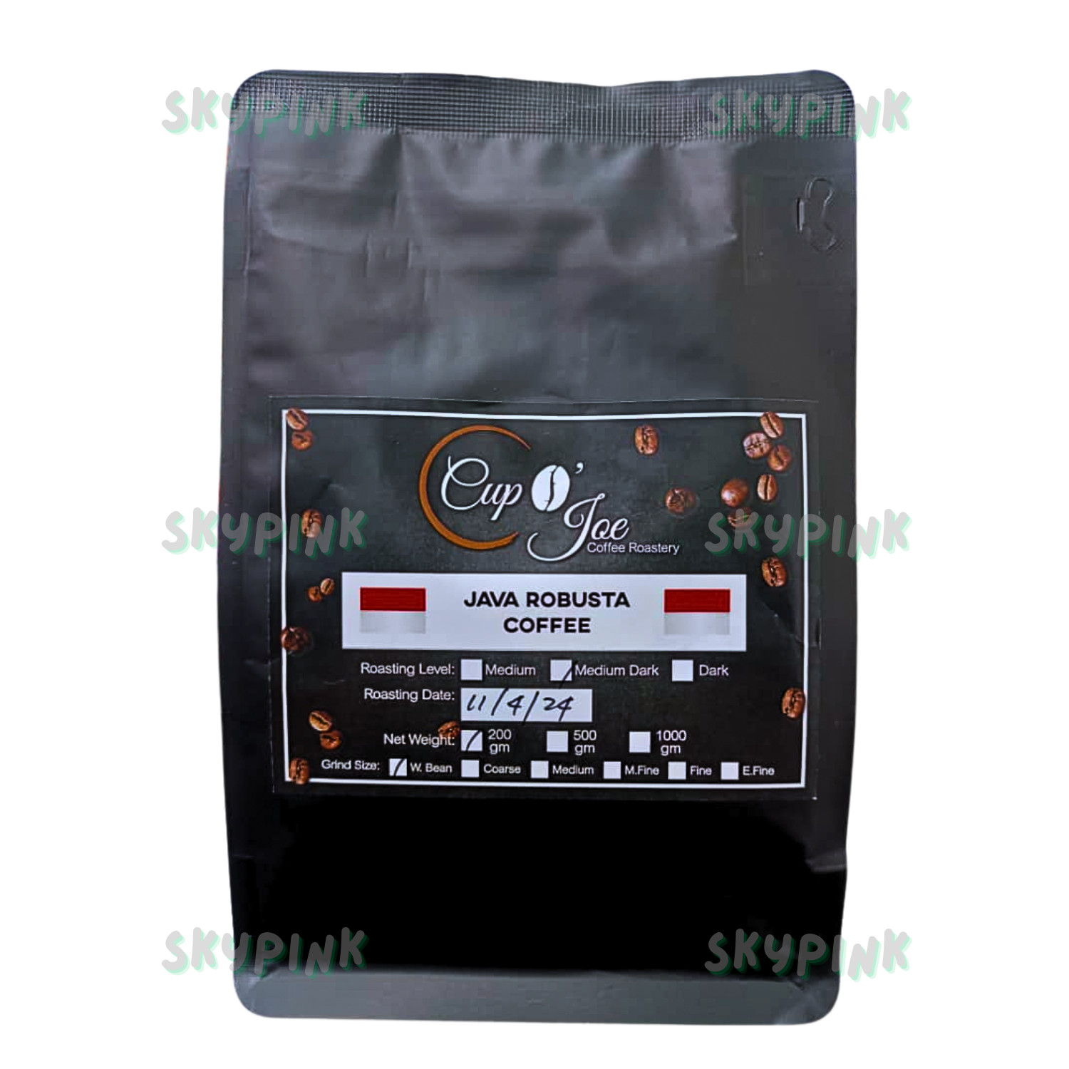 Coffee Medium Dark Java Robusta 1/2 pound bean beautiful forever