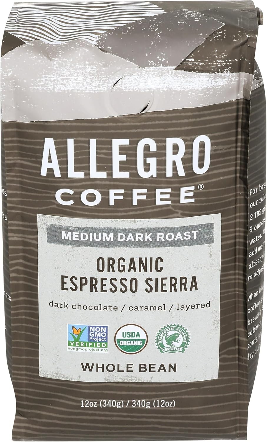 Allegro Coffee Organic Espresso Sierra Whole Bean Coffee, 12 oz
