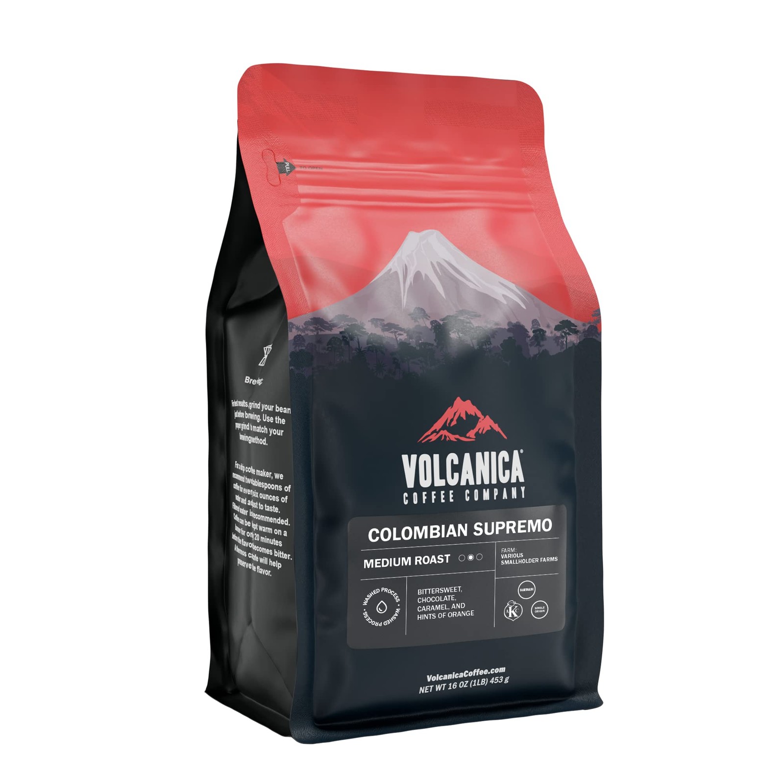 Colombian Supremo Coffee Whole Bean Fair Trade Fresh Roasted 16 Ounce Bag New