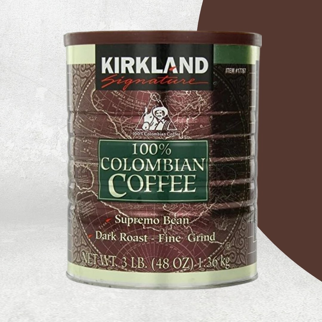 Kirkland Signature 100% Colombian Coffee, 3 Pound Dark Roast – Fine Grind.