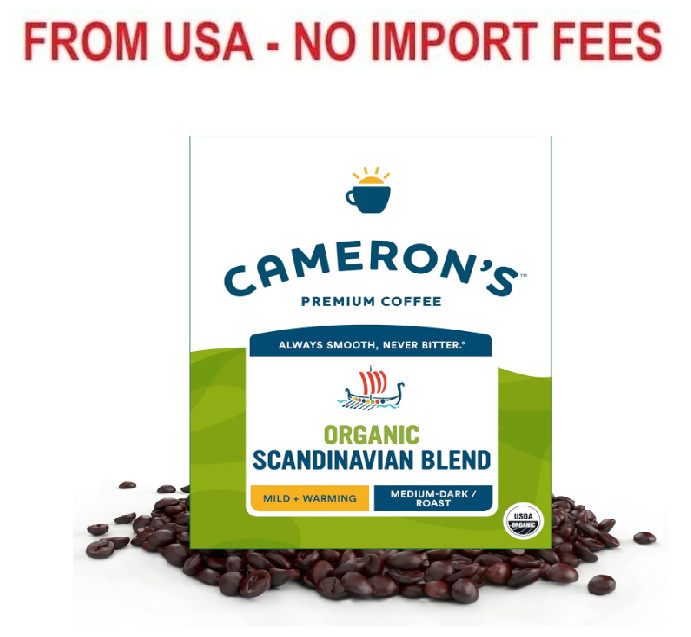 Cameron’s Coffee Roasted Whole Bean Coffee, Organic Scandinavian Blend, 4 Pound
