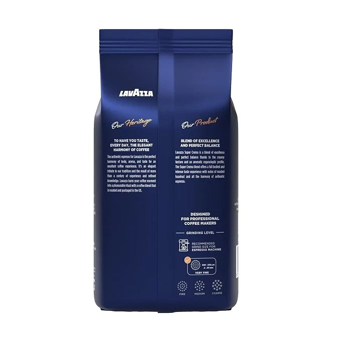 Lavazza Super Crema Whole Bean Coffee Medium Espresso Roast Arabica Robusta 2.2l