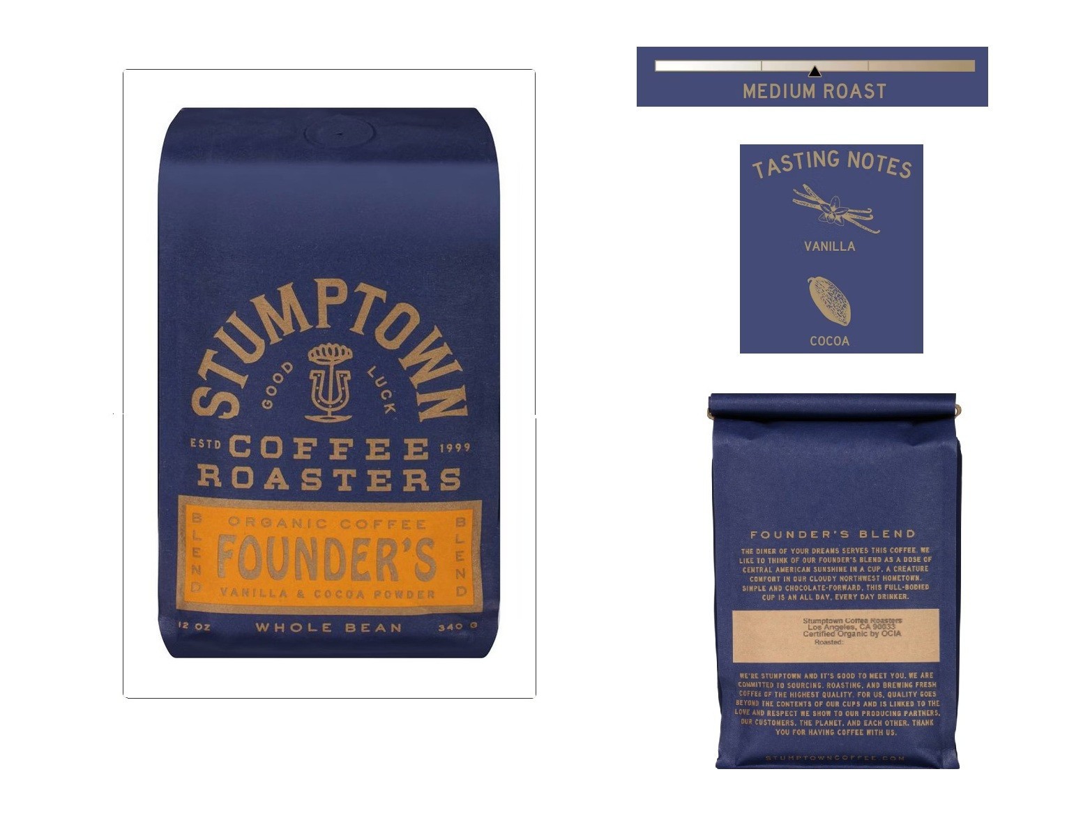 StumpTown Founder’s Blend / 12oz medium roast / organic beans — ships free