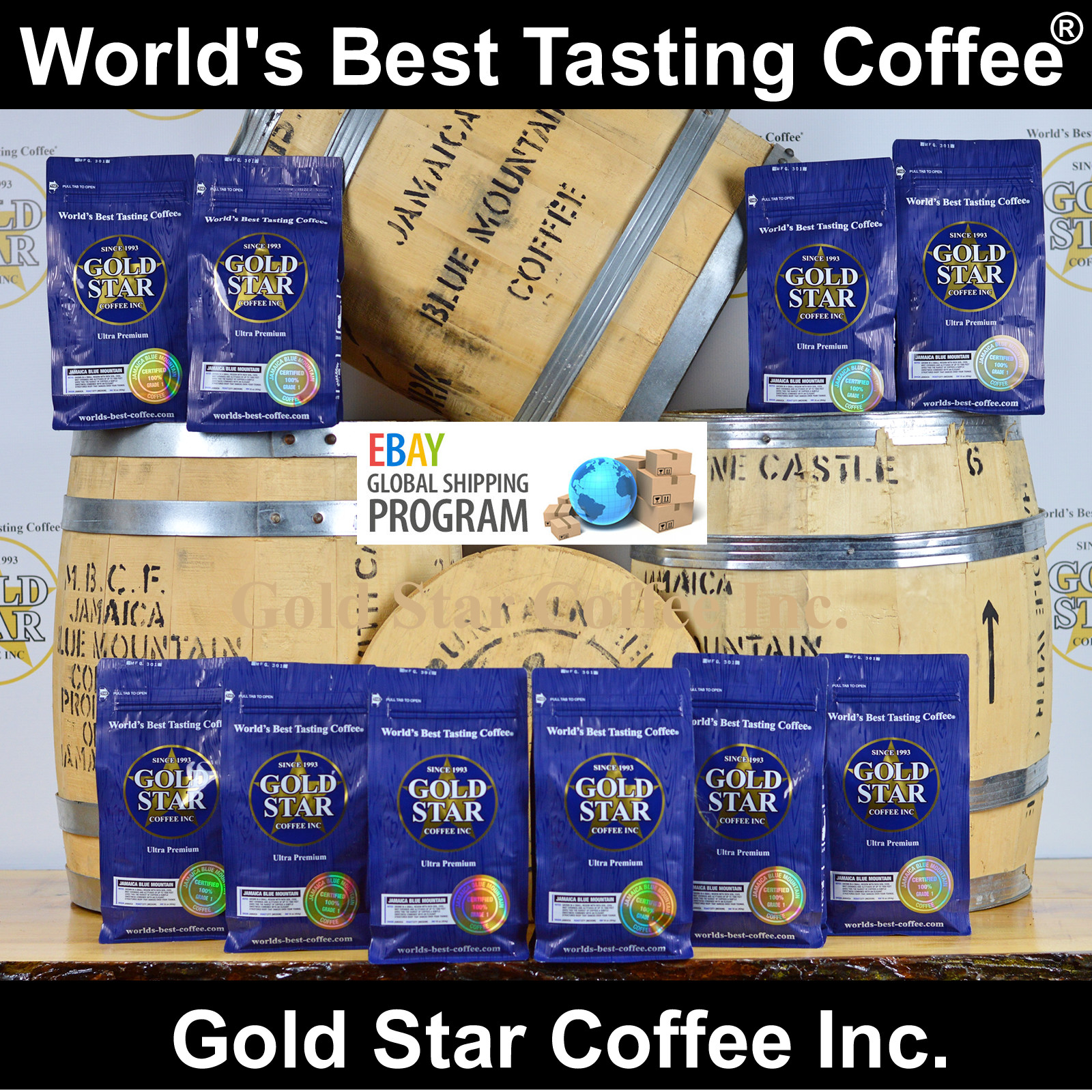 World’s Best Coffees (10 lb total) 5 Jamaica Blue Mountain 5 JBM PeaBerry – PURE