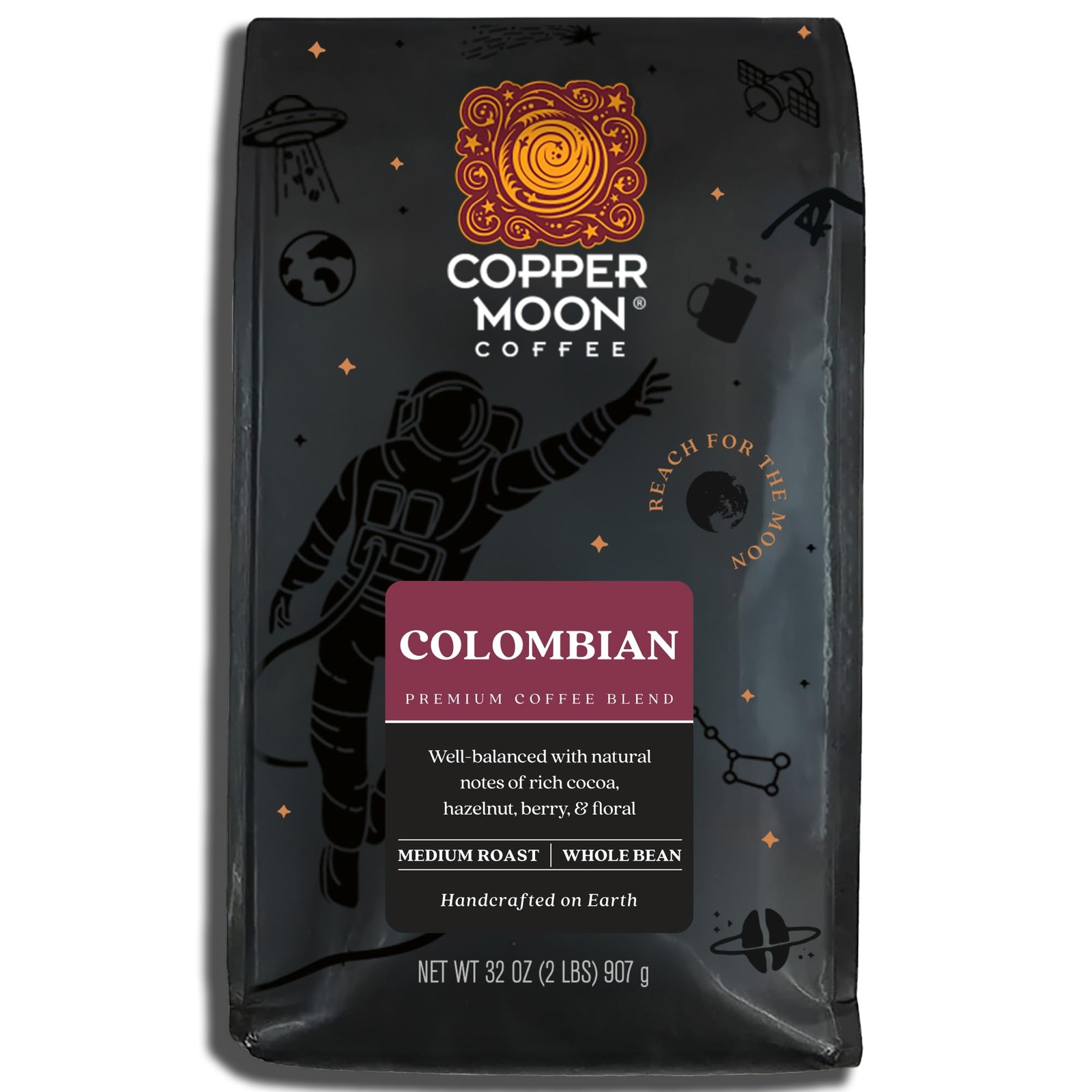 Colombian Blend Medium Roast Whole Bean Coffee Premium Fresh Roasted 2 Lb Bag