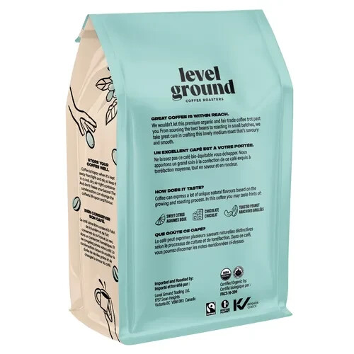 Level Ground Peru Medium Roast Organic Whole Bean Coffee 907g/32oz (2/Case)