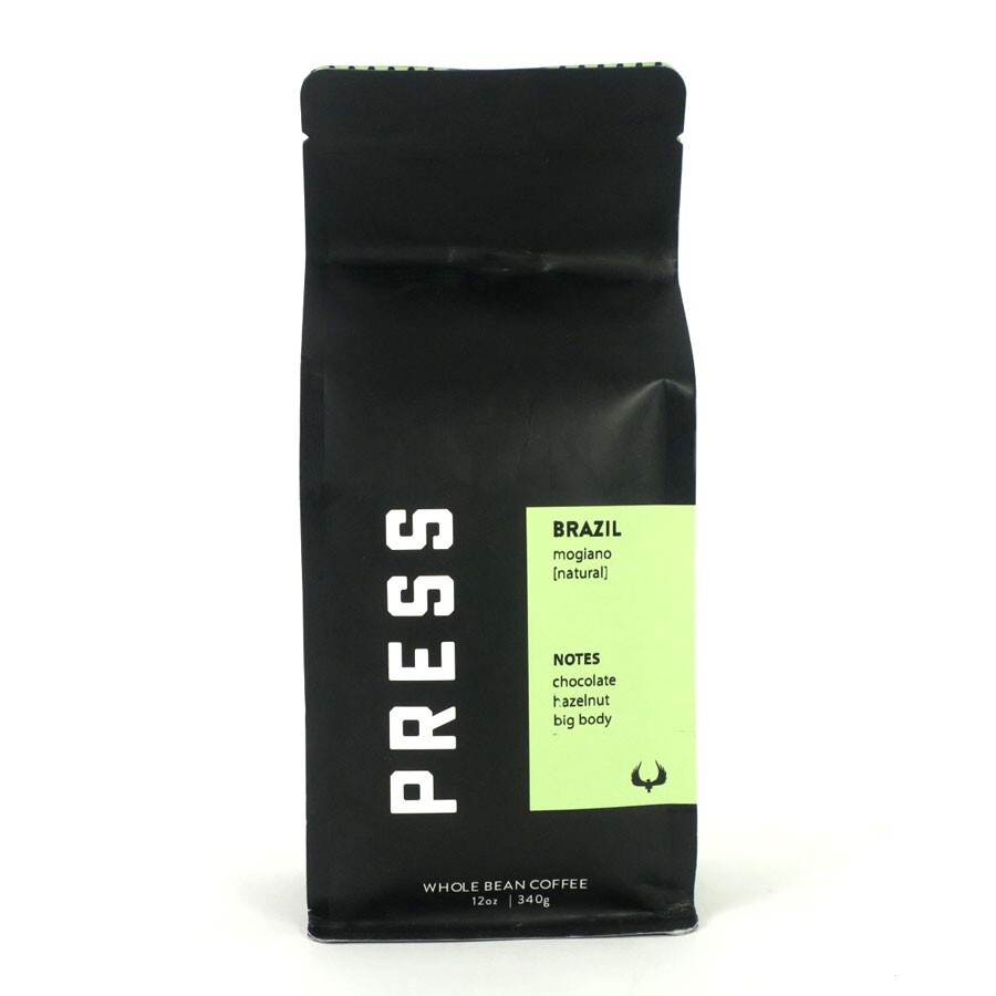Press Brazil Mogiano, Chocolate, Hazelnut, Big Body, Whole Bean Coffee 12 oz